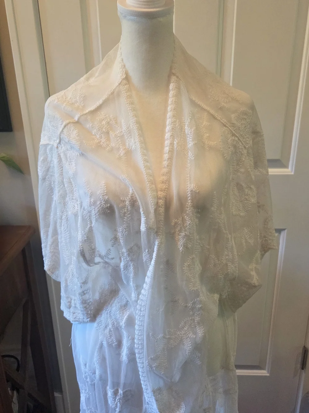 Embroidered Lace Boho Duster Sheer Festival  Beach Hippie Floral Cottage Fairy